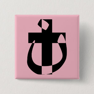 Macaron Carré 5 Cm Symbole nazarène Solidarité Chrétien Croix Bout