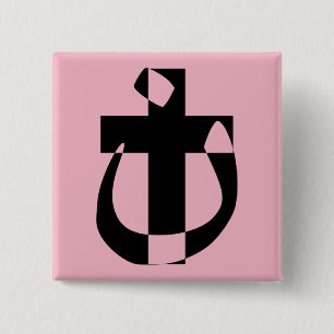 Macaron Carré 5 Cm Symbole nazarène Solidarité Chrétien Croix Bouton