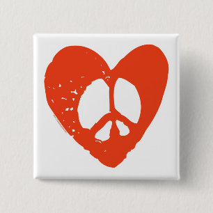 Macaron Carré 5 Cm Symbole rouge du coeur de Grunge