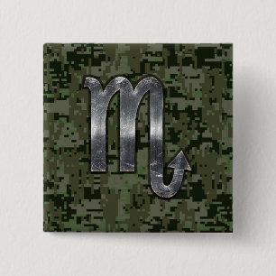 Macaron Carré 5 Cm SYMBOLE Zodiaque Scorpio Camo numérique Woodland
