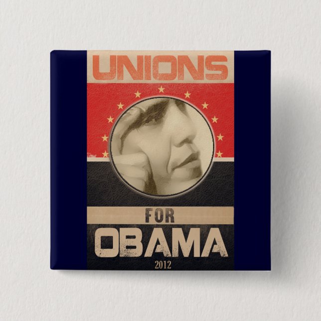 Macaron Carré 5 Cm Syndicats pour la grunge 2012 d'Obama (Devant)