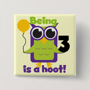 Macaron Carré 5 Cm T-shirts et cadeaux d'anniversaire de Hoot Owl 3e