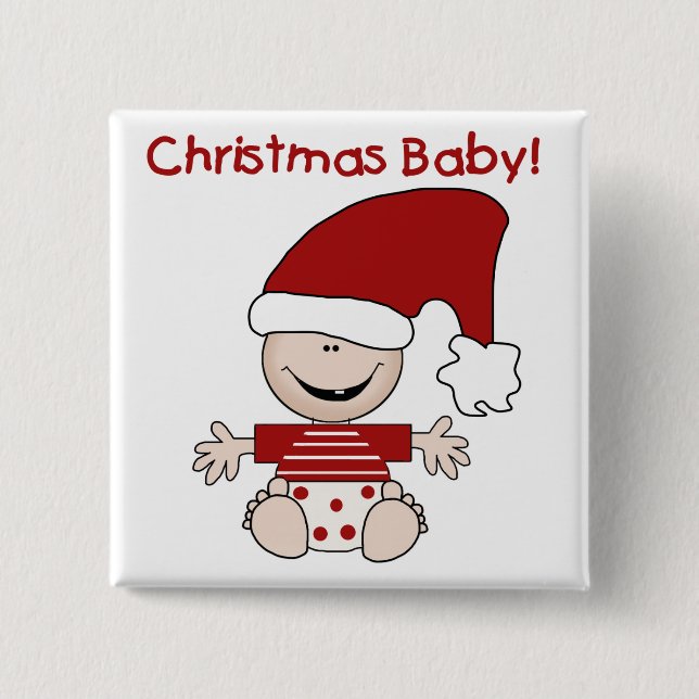 Macaron Carré 5 Cm T-shirts et cadeaux de bébé de Noël (Devant)