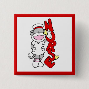 Macaron Carré 5 Cm T-shirts et cadeaux de l'infirmière singe de choc