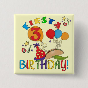 Macaron Carré 5 Cm T-shirts et cadeaux Fiesta 3e anniversaire