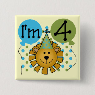 Macaron Carré 5 Cm T-shirts et cadeaux Lion 4th Birthday