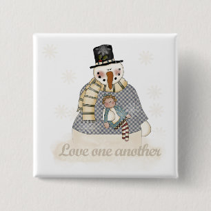 Macaron Carré 5 Cm T-shirts et cadeaux Love One Another Snowman