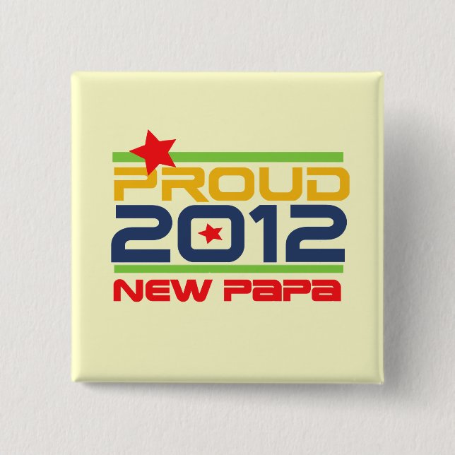 Macaron Carré 5 Cm T-shirts et cadeaux Proud New Papa 2012 (Devant)