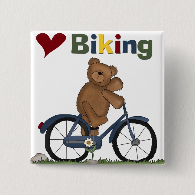 Macaron Carré 5 Cm T-shirts faisants du vélo et cadeaux d'amour bleu (Devant)