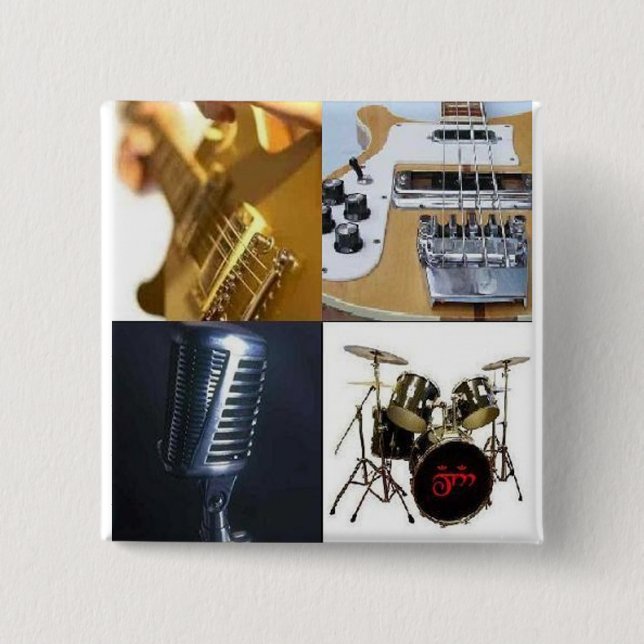 Macaron Carré 5 Cm Tambours bas de chant de guitare (Devant)