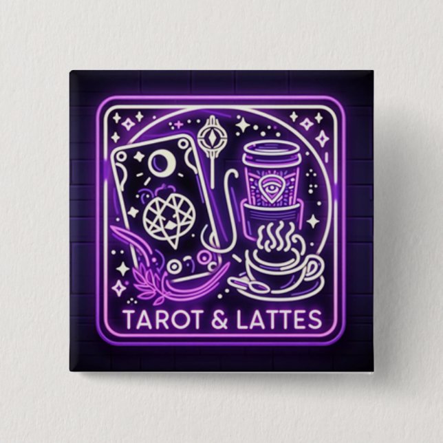 Macaron Carré 5 Cm Tarot et lattes (broche) (Devant)
