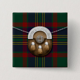 Macaron Carré 5 Cm Tartan et escarcelle irlandais de liège du comté