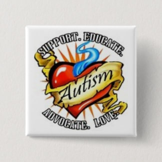 Macaron Carré 5 Cm tatoo de coeur d'autisme