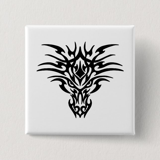 Macaron Carré 5 Cm Tatouage Face-Dragon (Devant)