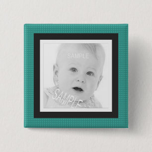 Macaron Carré 5 Cm Teal mignon et photo grise d'Instagram