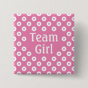 Macaron Carré 5 Cm "Team Girl" Pink Poka Point Prédiction du genre