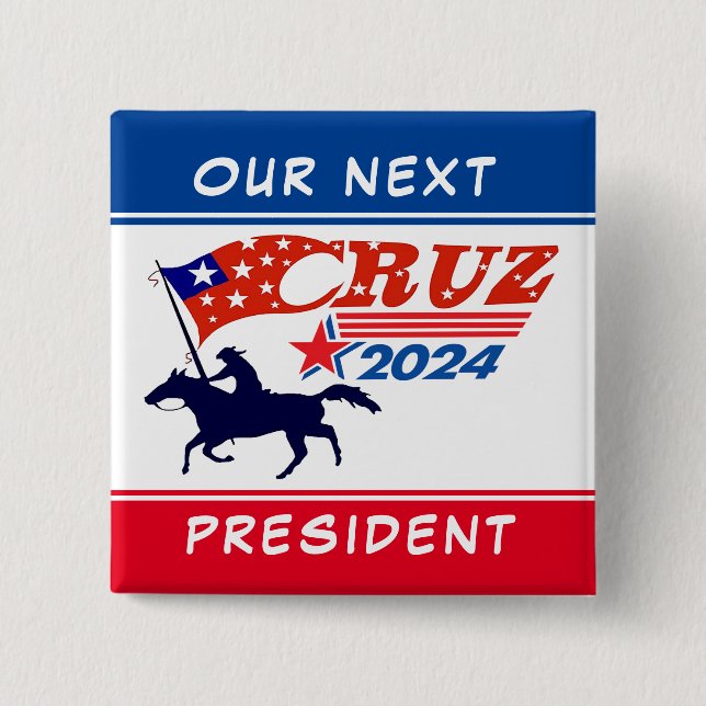 Macaron Carré 5 Cm Ted Cruz : Notre prochain président (Devant)