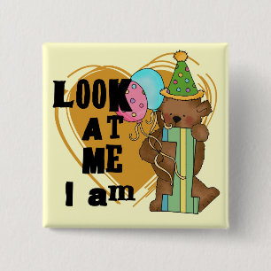 Macaron Carré 5 Cm Teddy Bear I'm 1 Anniversaire T-shirts et cadeaux