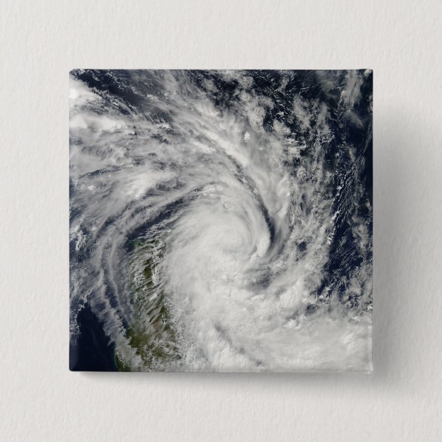 Macaron Carré 5 Cm Tempête tropicale Jade débarquant sur Madagascar (Devant)