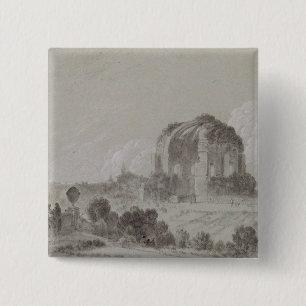 Macaron Carré 5 Cm Temple de Minerva Medici, Rome, 1754 (dessin et