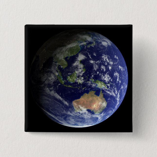 Macaron Carré 5 Cm Terre entière de l'espace montrant Australie (Devant)