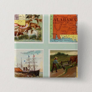 Macaron Carré 5 Cm Territoire du Wyoming, Alabama, Louisiane, Kansas
