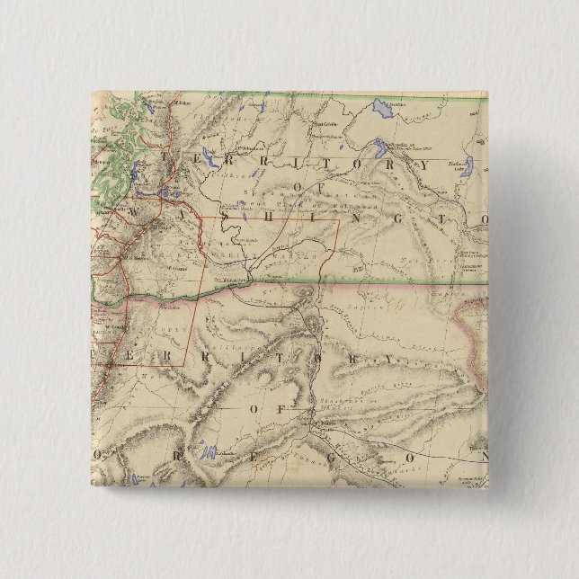 Macaron Carré 5 Cm Territoires de Washington et de l'Oregon (Devant)