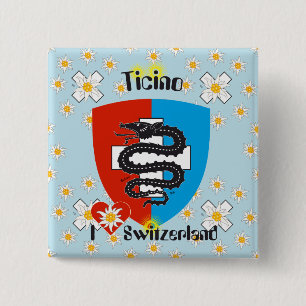 Macaron Carré 5 Cm Tessin - Tessin - Schweiz - Bouton Svizzera