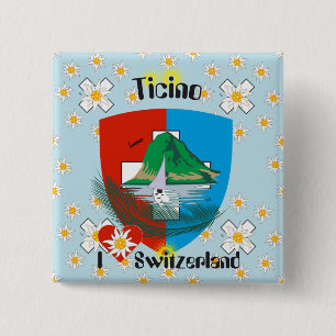 Macaron Carré 5 Cm Tessin - Tessin - Schweiz - Bouton Svizzera