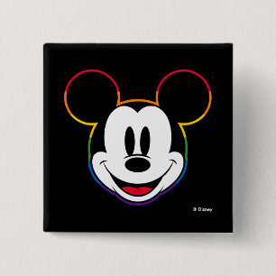 Macaron Carré 5 Cm Tête arc-en-ciel de Mickey classique
