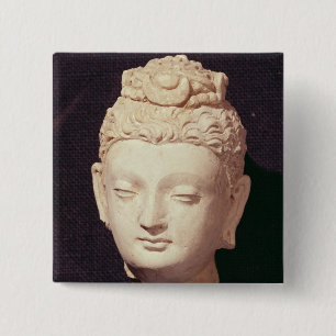 Macaron Carré 5 Cm Tête d'un Bouddha, style Greco-Bouddhiste