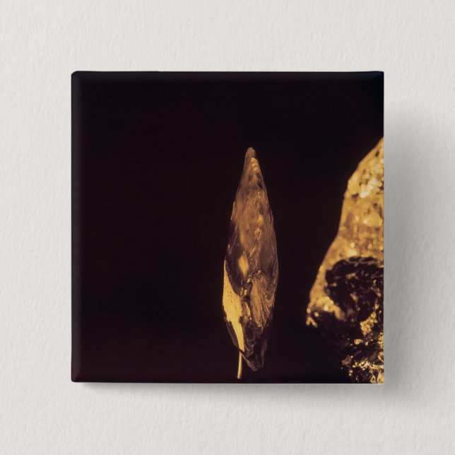 Macaron Carré 5 Cm Tête Knapped de hache ou de lance (Devant)