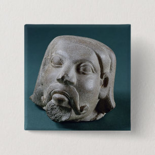 Macaron Carré 5 Cm Tête polie de grès d'un étranger, Sarnath, 3ème