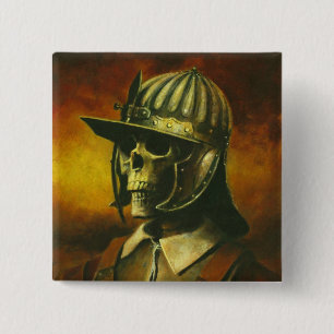 Macaron Carré 5 Cm Tête ronde de la guerre civile Bouton squelette