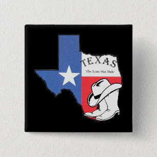Macaron Carré 5 Cm Texas : Drapeau et silhouette du Texas
