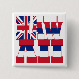 Macaron Carré 5 Cm Texte du drapeau de l'État d'Hawaii