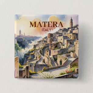 Macaron Carré 5 Cm Texte personnalisé Matera Italie Voyage Sassi di M