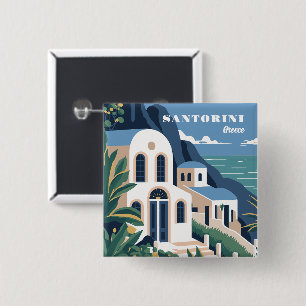 Macaron Carré 5 Cm Texte personnalisé Santorin Grèce
