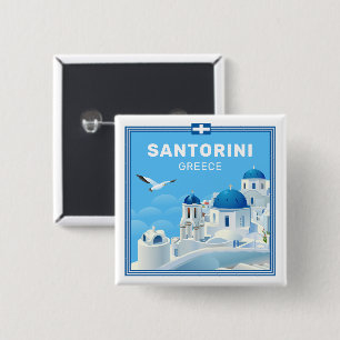 Macaron Carré 5 Cm Texte personnalisé Santorin Grèce