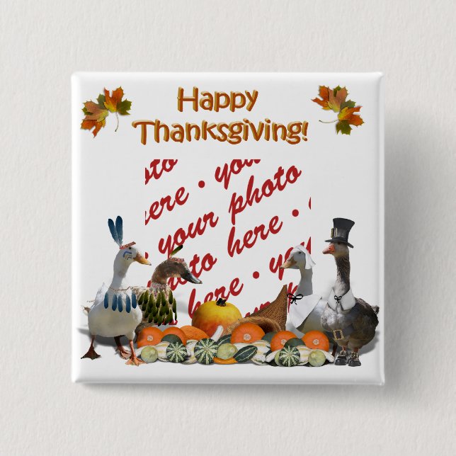 Macaron Carré 5 Cm Thanksgiving Ducks (Devant)