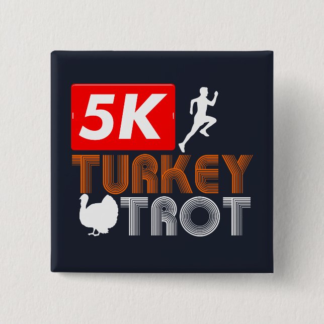 Macaron Carré 5 Cm Thanksgiving Turkey Trot Fall Holiday (Devant)