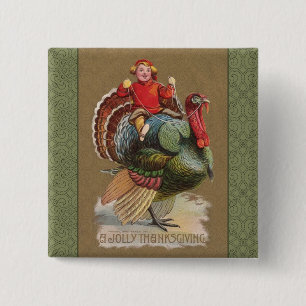 Macaron Carré 5 Cm Thanksgiving Turquie Drôle salutations Vintages