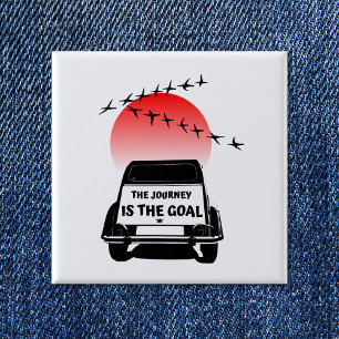 Macaron Carré 5 Cm The journey is the goal sunset - oldtimer 2CV