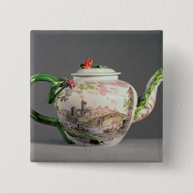 Macaron Carré 5 Cm Théière de Longton Hall, c.1755 (Devant)