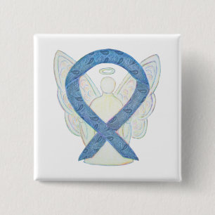 Macaron Carré 5 Cm Thyroïde Sensibilisation Paisley Ruban Angel Pin
