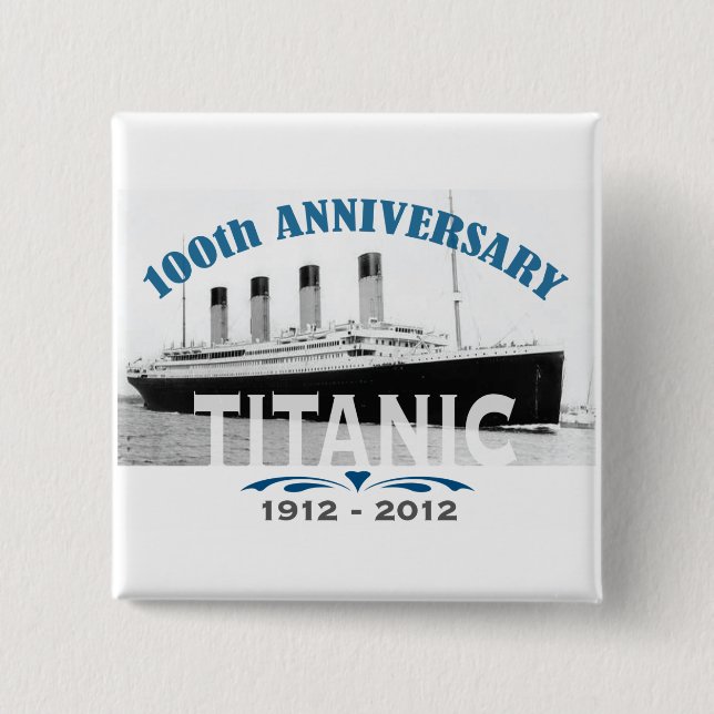 Macaron Carré 5 Cm Titanic descendant l'anniversaire de 100 ans (Devant)