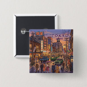Macaron Carré 5 Cm Tokyo Japon Voyage Art Vintage