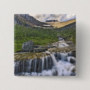 Macaron Carré 5 Cm Torrent en cascade, Parc national de Glacier,