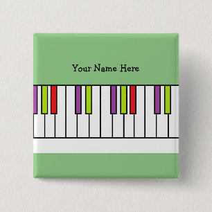 Macaron Carré 5 Cm Touches de piano colorées musique enfants nom pers