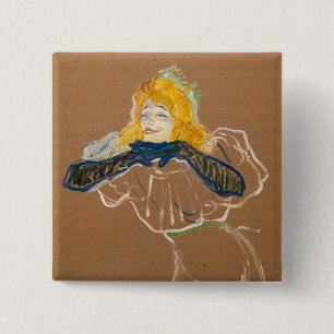 Macaron Carré 5 Cm Toulouse-Lautrec - Yvette Guilbert chantant